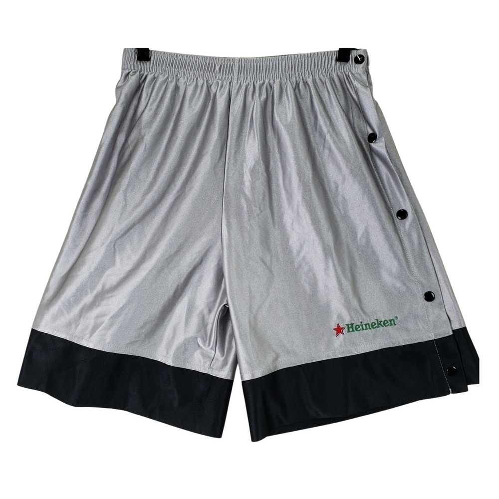 Vintage Heineken Tear Away Basketball Shorts Mens XL Silver Retro Sportswear 90s